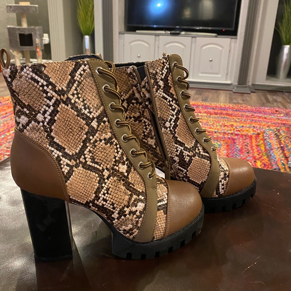 Snake Print Tie Bootie